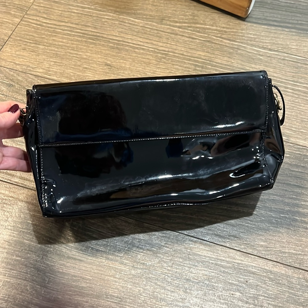 Stuart Weitzman black patent leather shoulder bag